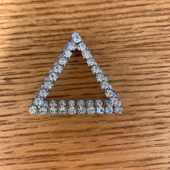 Triangle Double Layer Prong Set Rhinestone Pin Brooch - Picture 4 of 10